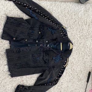 Carmar oversized black denim ripped jacket